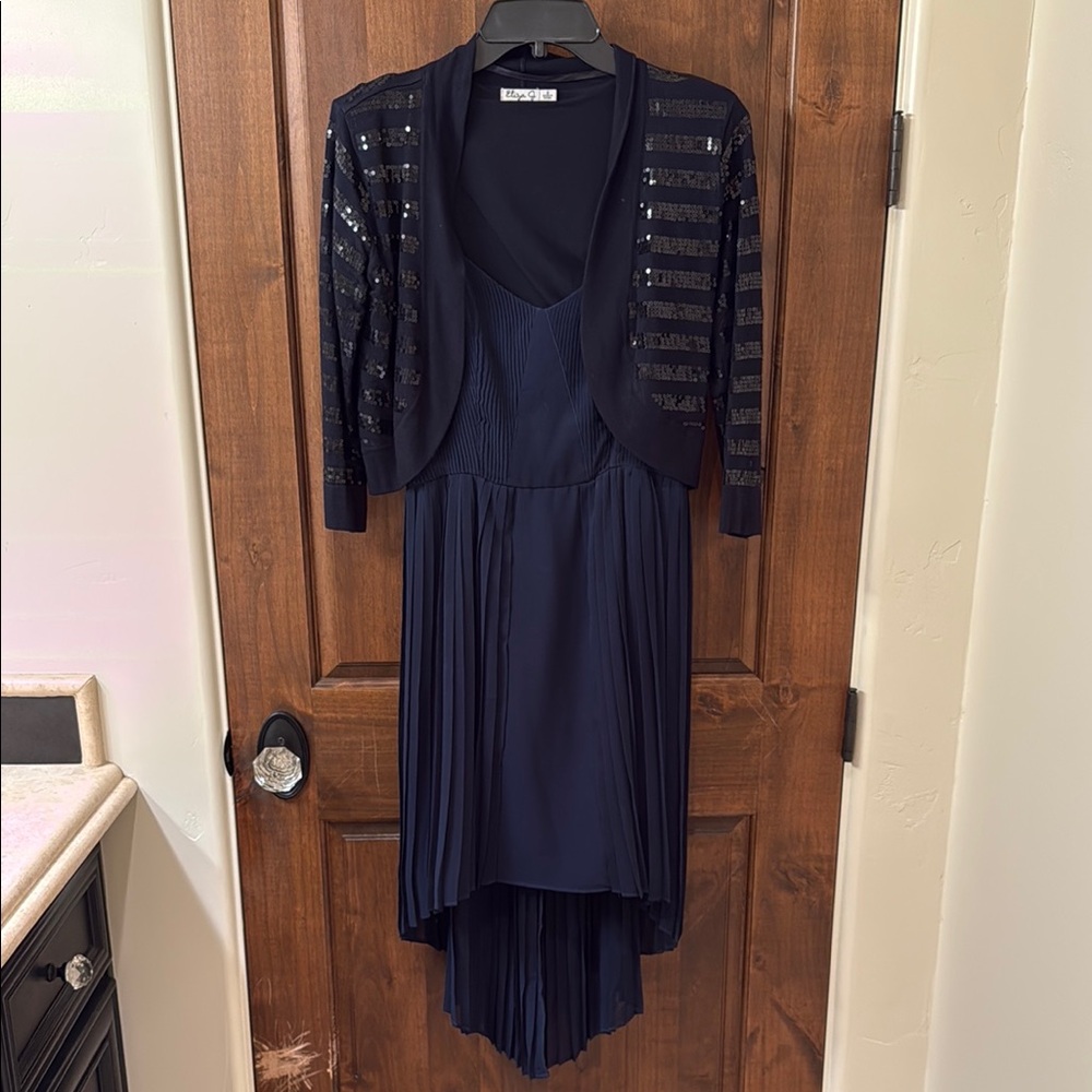 Minuet Petite Blue Asymmetrical Pleated Sundress